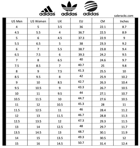 Adidas Footwear Size Chart 